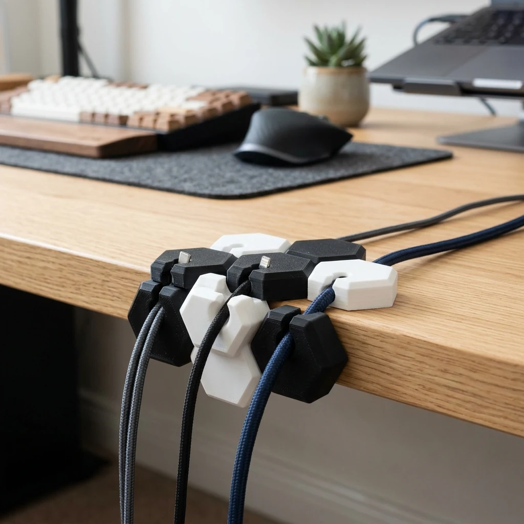 Modular Hexagonal Cable Management & Clip Set (8-Pack)
